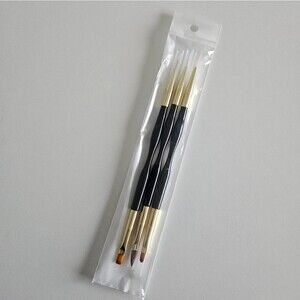 NEW Nail Brushes Set Of 3 Dual Tip Soft Fiber Tips Precision Liners